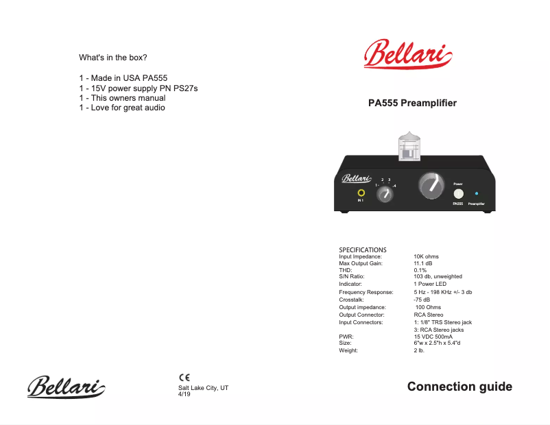 Imagen de la primera página del manual del dispositivo PA555
