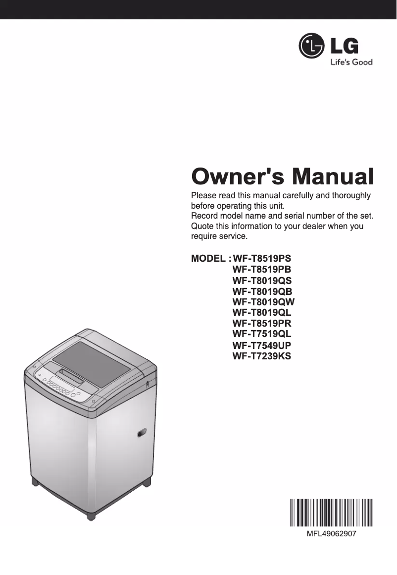 Image de la première page du manuel de l'appareil WF-T7519QL