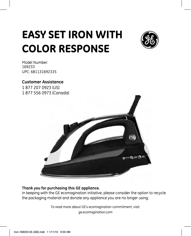 Image de la première page du manuel de l'appareil 169233