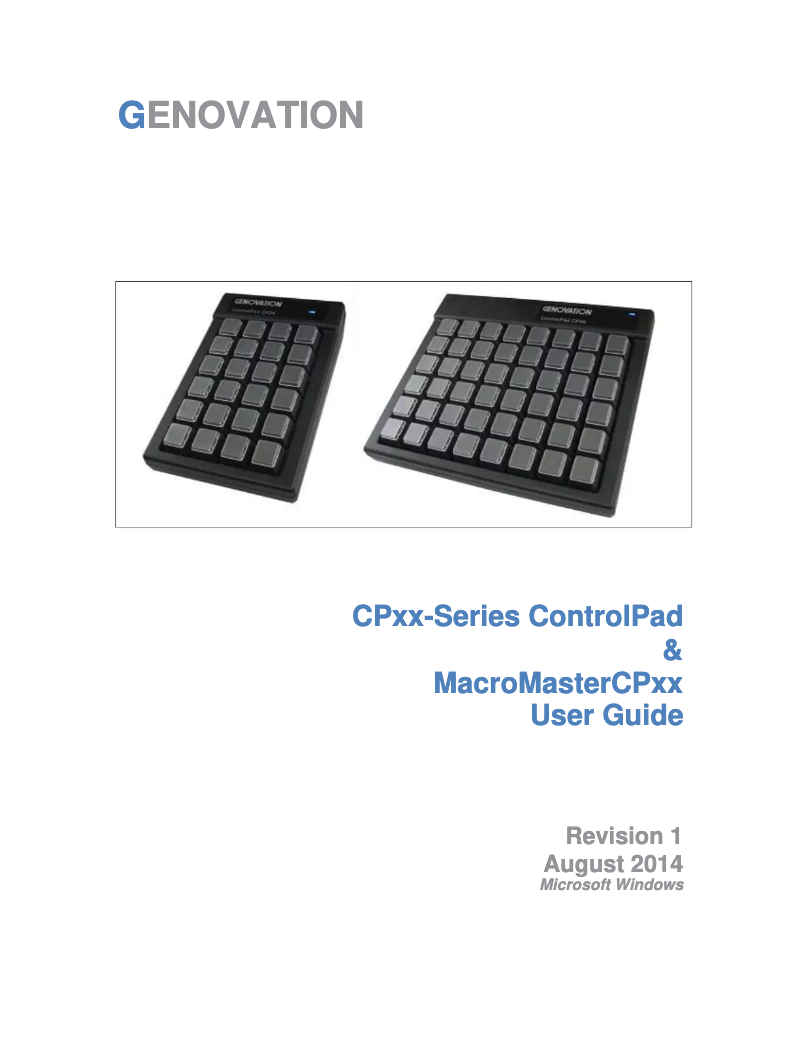 Page 1 de la notice Manuel utilisateur Genovation ControlPad CP48