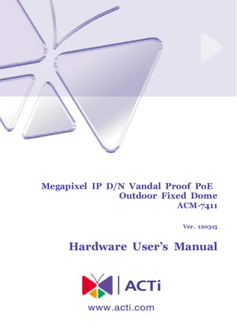 Page n°1 - Manuel utilisateur ACTi ACM-7411
