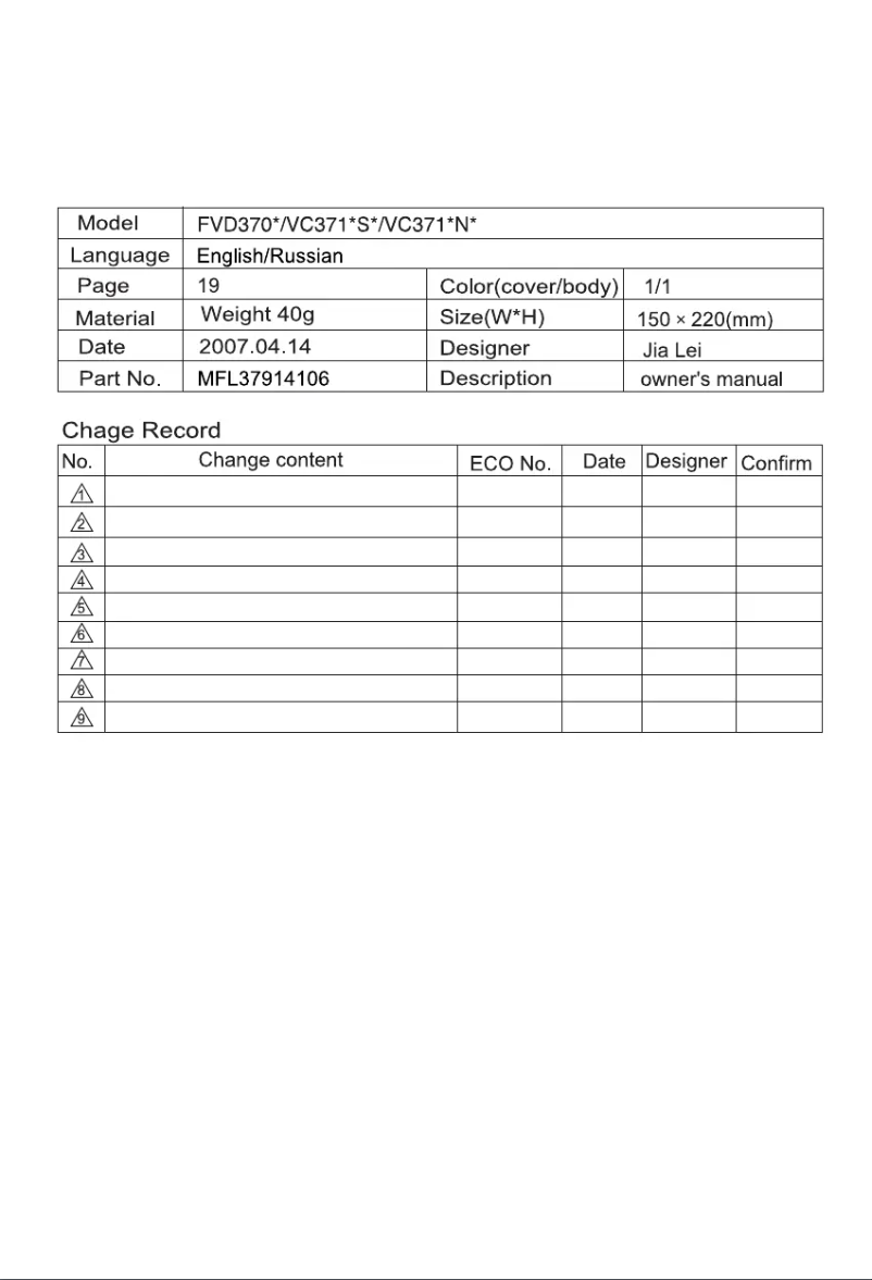 Image de la première page du manuel de l'appareil V-C3716N