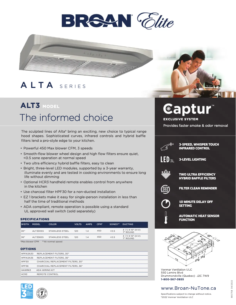 Page n°1 - Brochure Broan ALT330SS