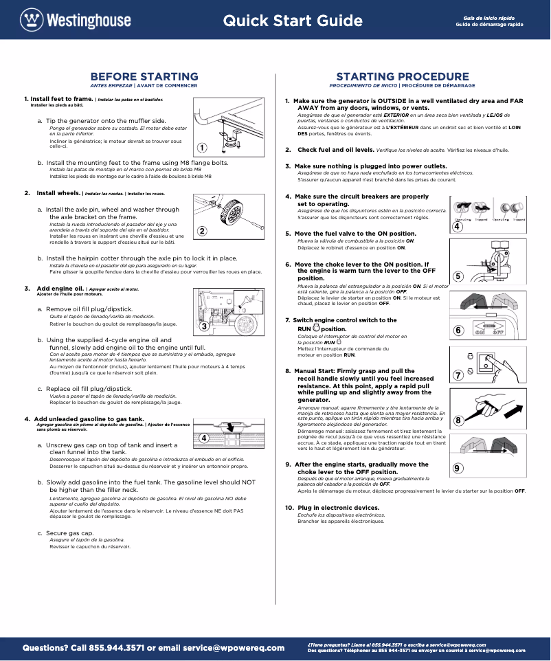 Page n°1 - Manuel utilisateur Westinghouse WGen5500
