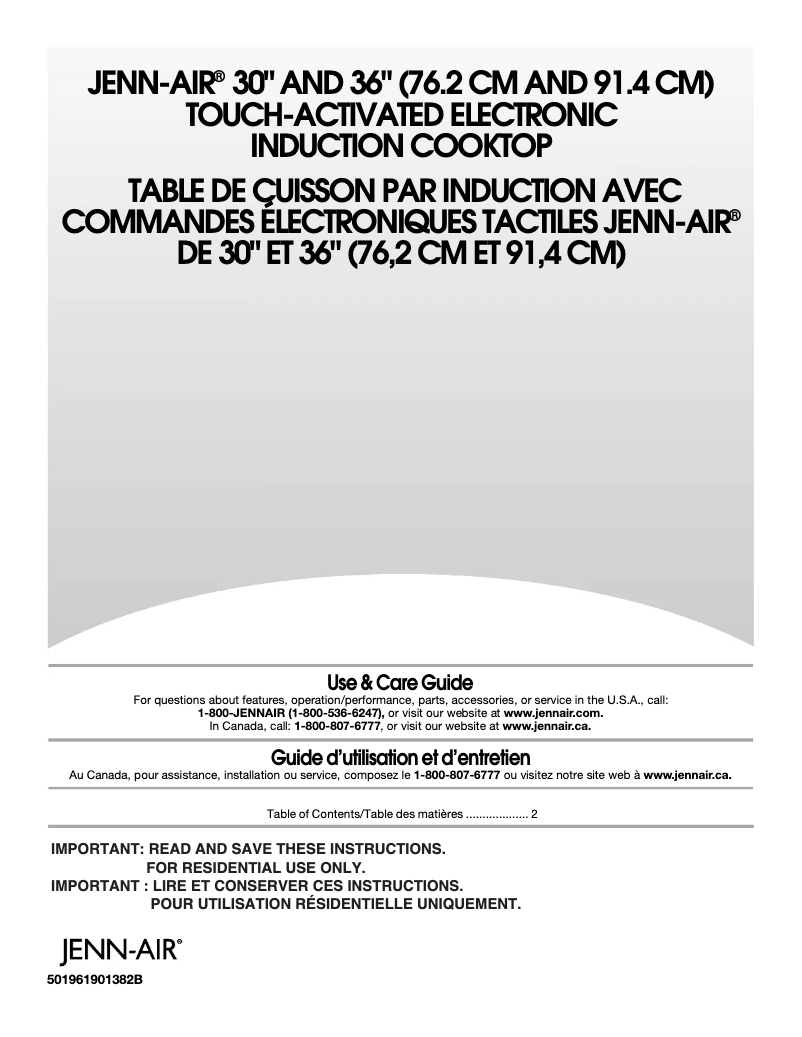 Page 1 de la notice Manuel utilisateur Jenn-Air JIC4536XS