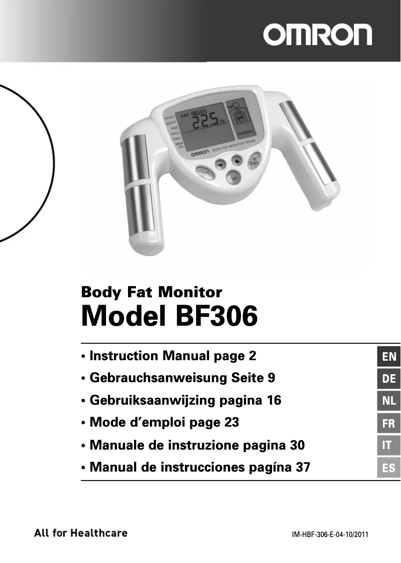 Página 1 del manual Manual de usuario Omron BF306