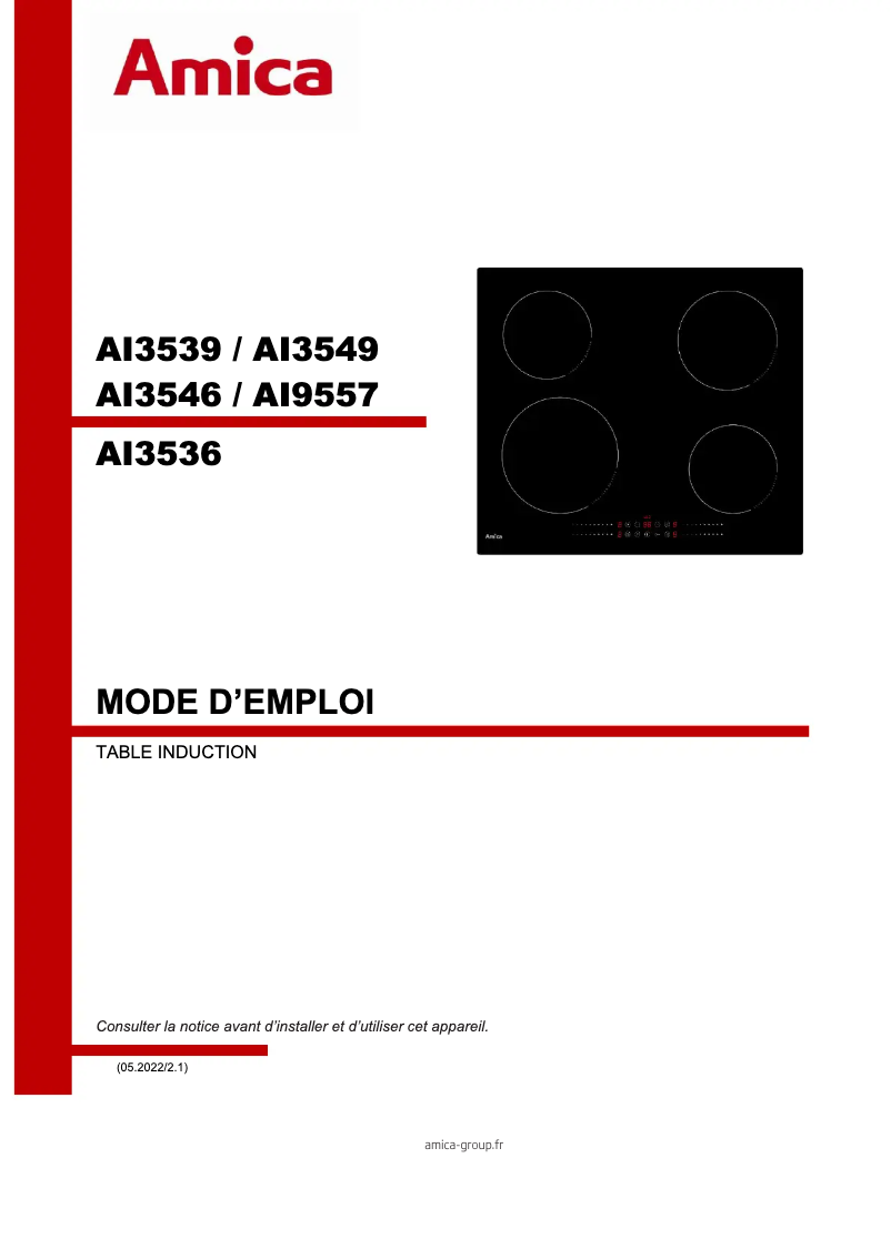 Page n°1 - Manuel utilisateur Amica AI3539