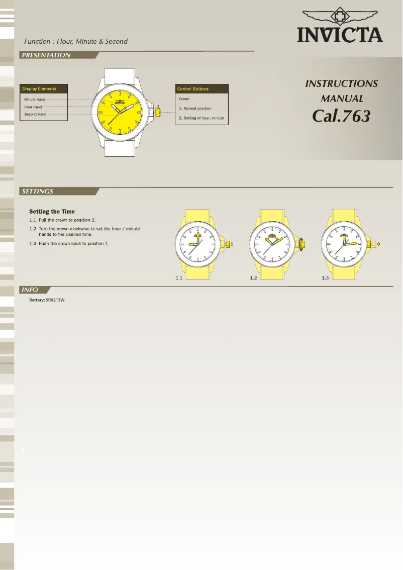 Page 1 de la notice Manuel utilisateur Invicta Character Collection 25738