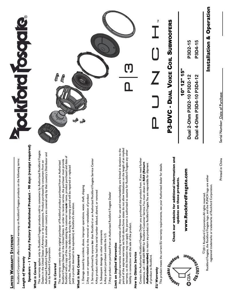 Image de la première page du manuel de l'appareil Punch P3D2-15