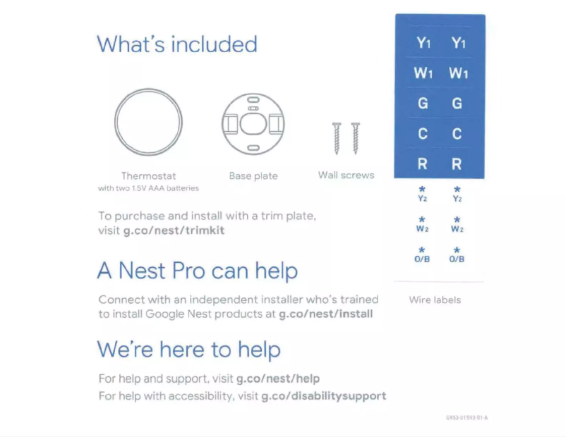 Image de la première page du manuel de l'appareil Nest Thermostat