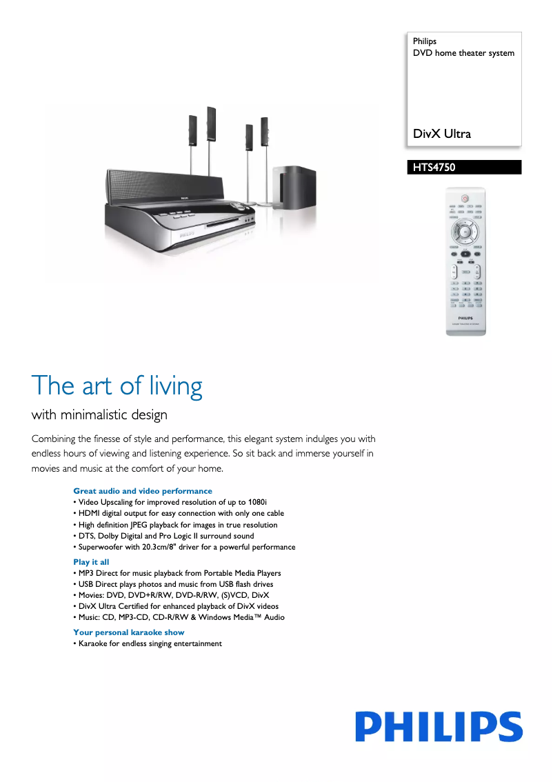 First page image of the manual for DVD Home Theater System