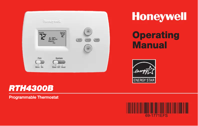Page n°1 - Manuel utilisateur Honeywell RTH4300B