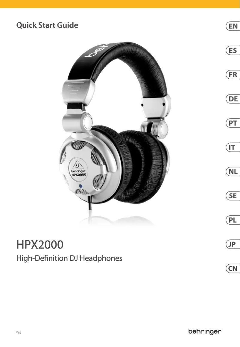 Page n°1 - Guide de démarrage rapide Behringer HPX2000