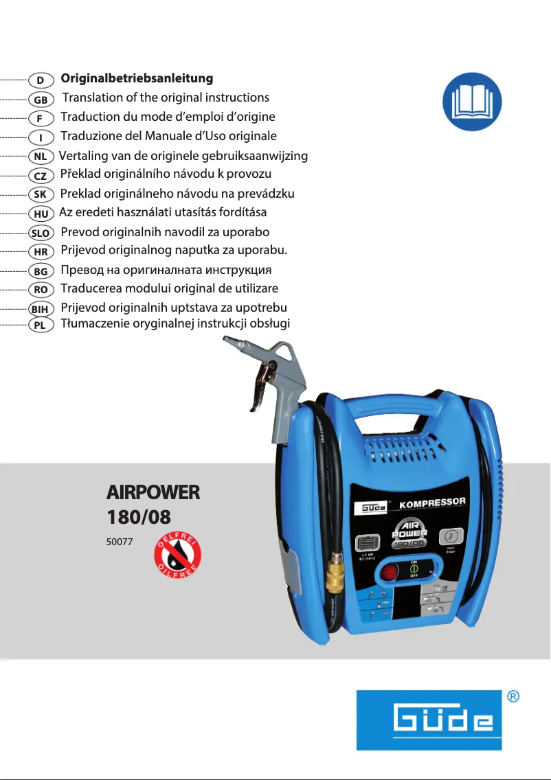 Page n°1 - Manuel utilisateur Güde Kompressor Airpower 180/08