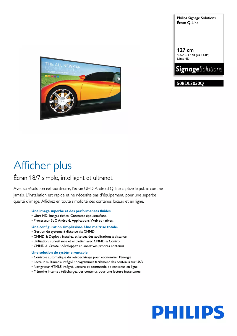 Imagen de la primera página del manual del dispositivo 50BDL3050Q