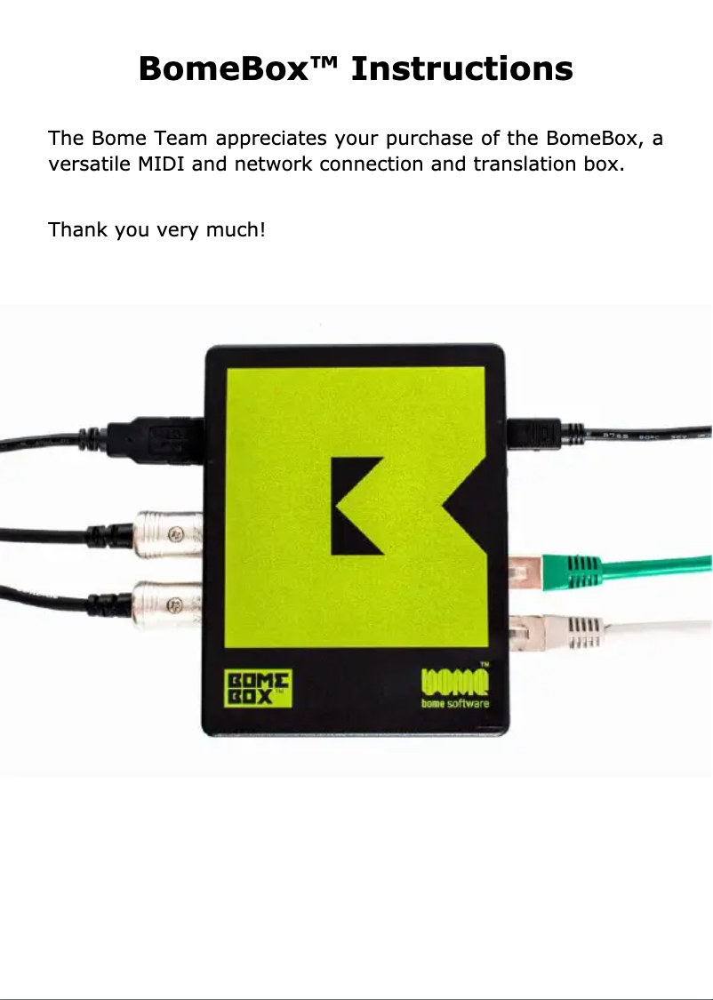 Page n°1 - Manuel utilisateur Bome BomeBox