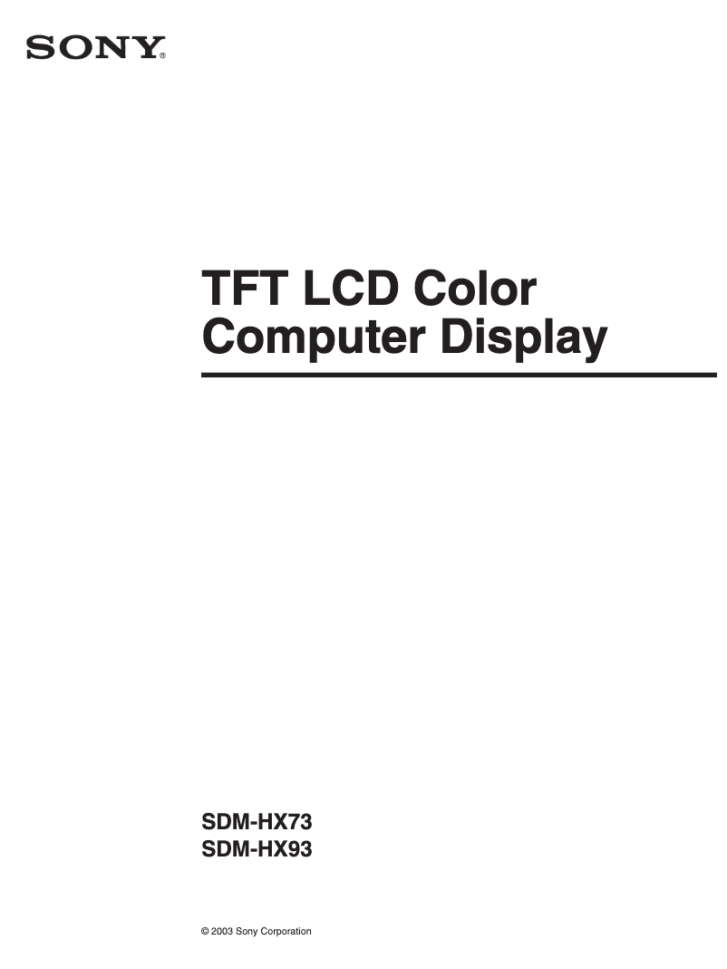 Page 1 de la notice Manuel utilisateur Sony SDM-HX73