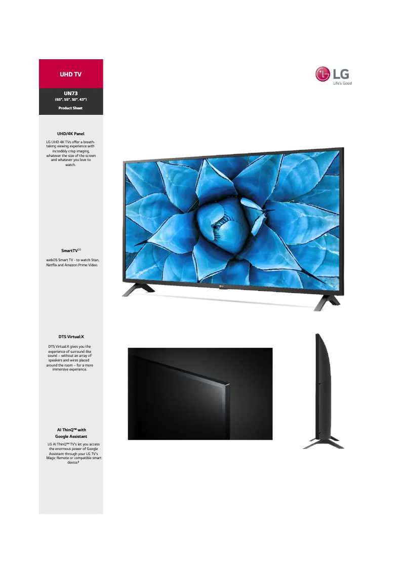 Image de la première page du manuel de l'appareil 50UN7300PTC