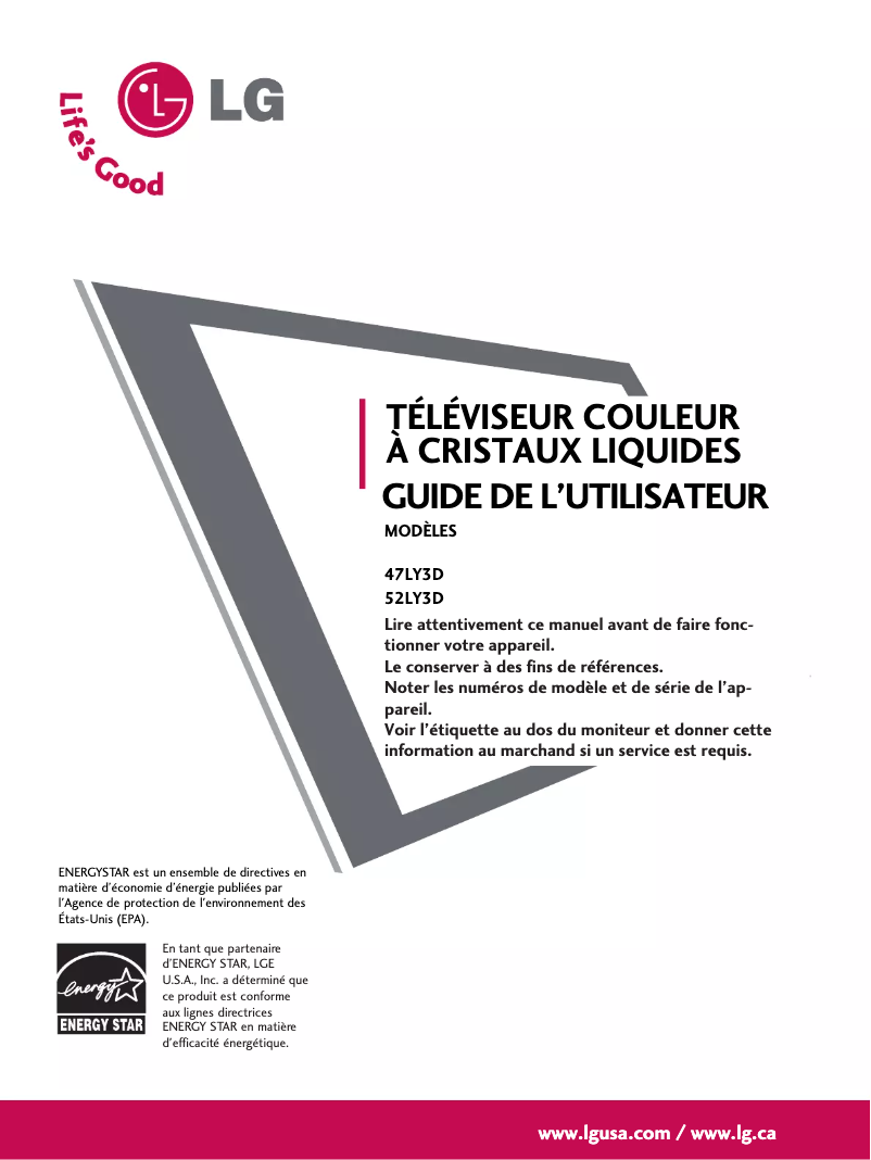 Image de la première page du manuel de l'appareil 47LY3D