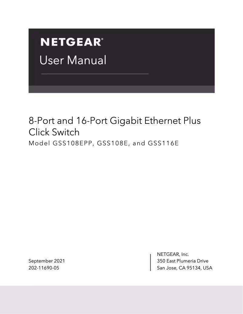 Page 1 de la notice Manuel utilisateur Netgear GSS108E