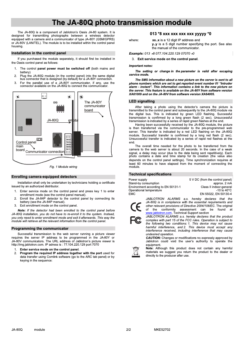 Página 1 del manual Manual de usuario Joblotron JA-80Q