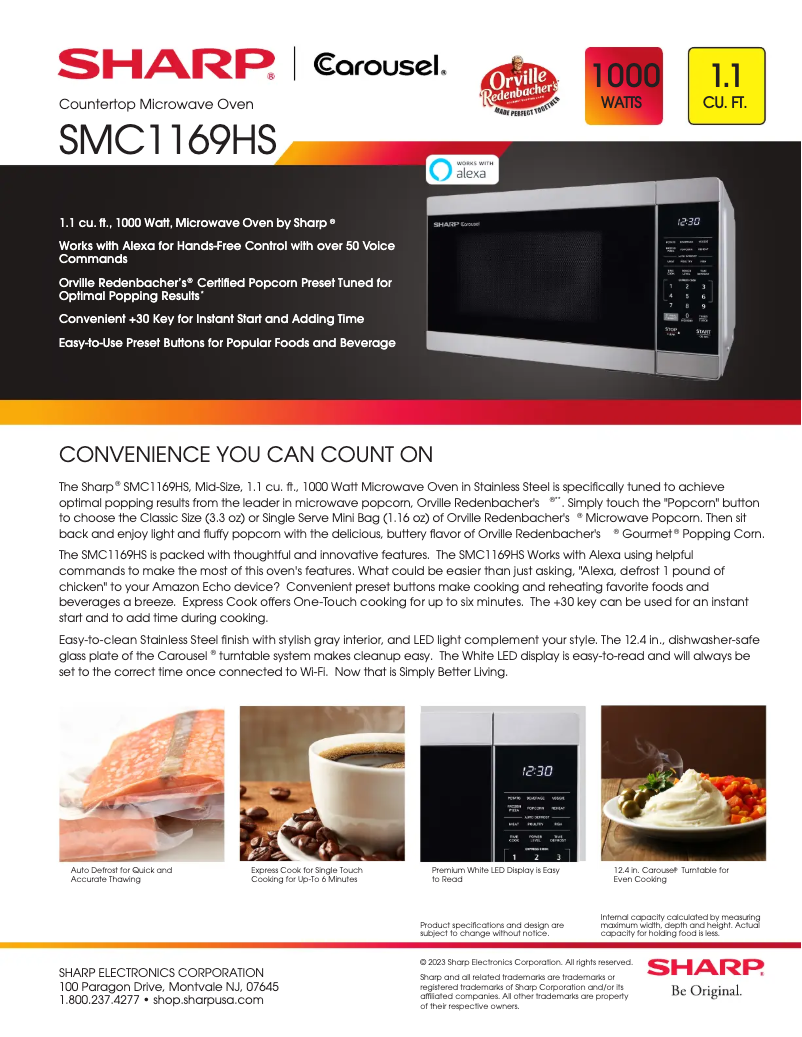 Page 1 de la notice Fiche technique Sharp SMC1169HS