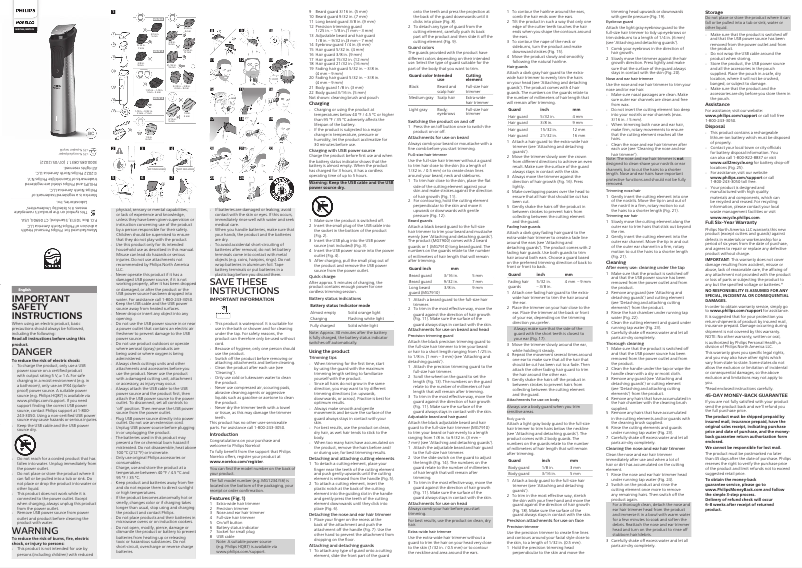 Page 1 of the manual User Manual Philips Norelco MG7900