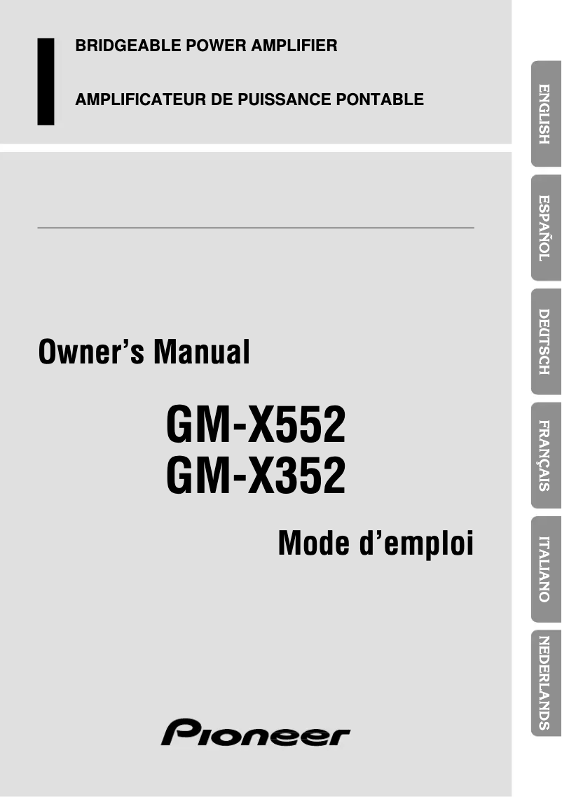 Página 1 del manual Manual de usuario Pioneer GM-X352