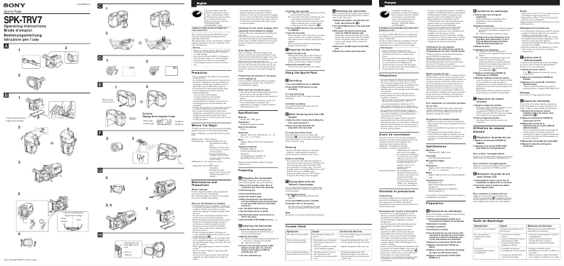 Page n°1 - Manuel utilisateur Sony SPK-TRV7