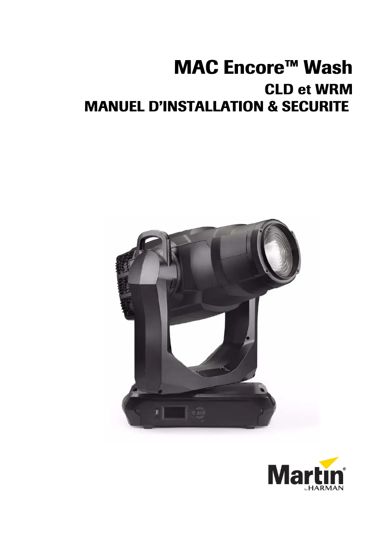 Page 1 of the manual Installation Guide Martin MAC Encore Wash WRM
