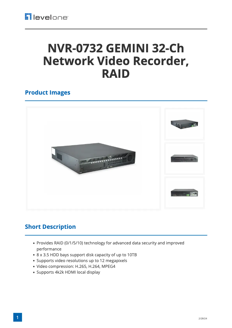 Image de la première page du manuel de l'appareil NVR-0732