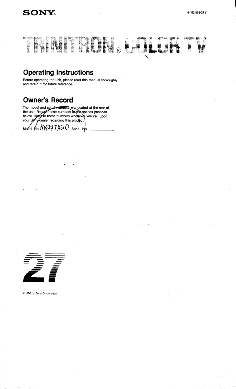 Image de la première page du manuel de l'appareil KV-27TX20