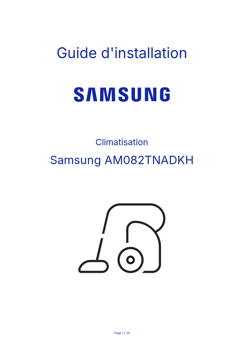Page n°1 - Guide d'installation Samsung AM082TNADKH