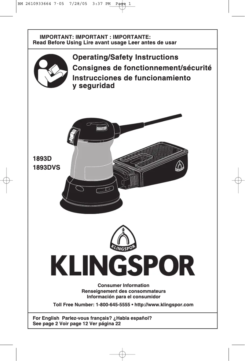 Page 1 de la notice Manuel utilisateur Bosch 1894-6D