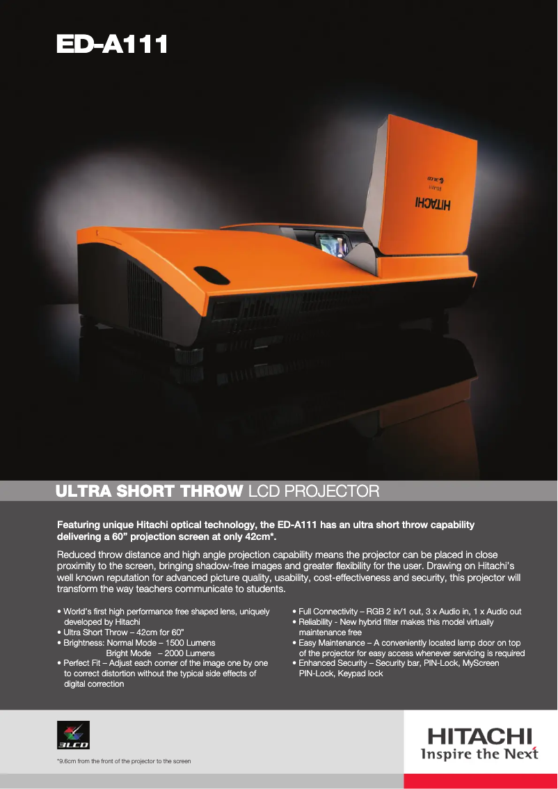 Page 1 de la notice Brochure Hitachi ED0-A111