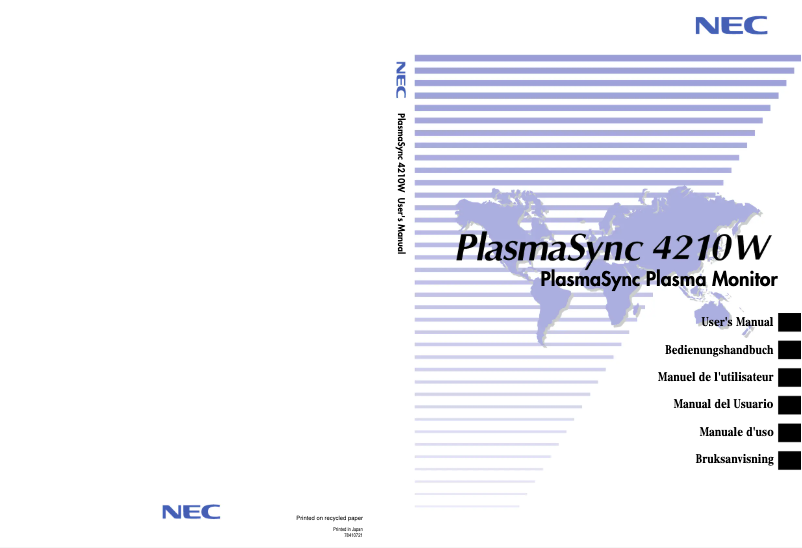 Página 1 del manual Manual de usuario NEC PlasmaSync 4210W