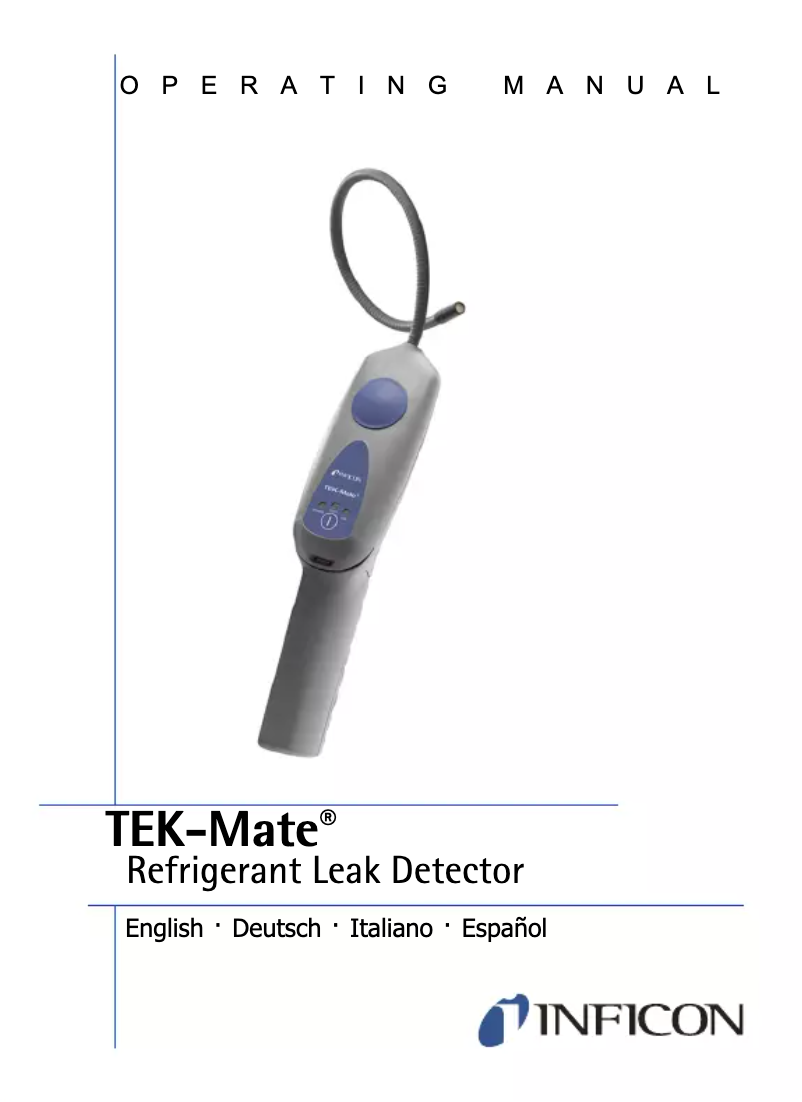 Page n°1 - Manuel utilisateur INFICON TEK-Mate