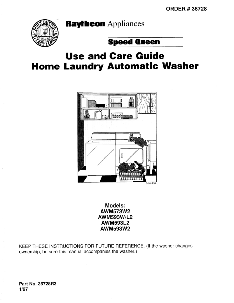 Page n°1 - Manuel utilisateur Speed Queen AWM593L2