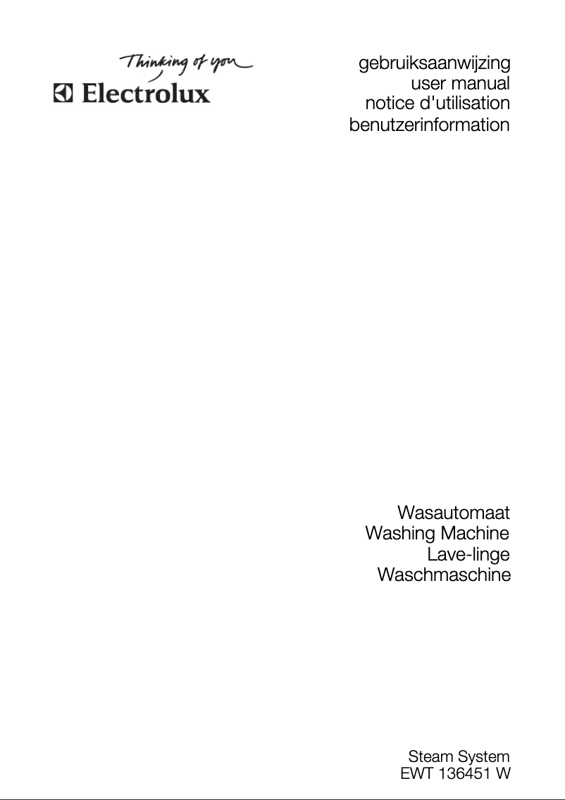Page 1 de la notice Manuel utilisateur Electrolux EWT136451W
