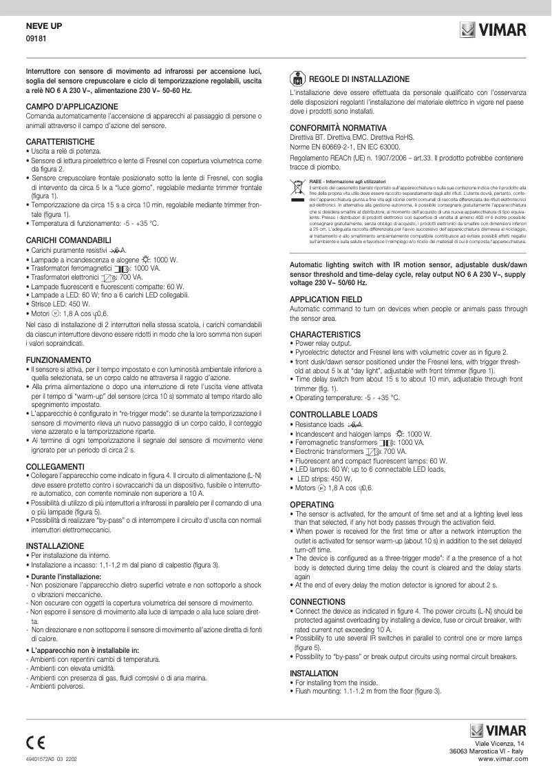 Página 1 del manual Manual de usuario Vimar 09181.CM