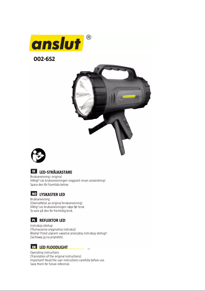 Page n°1 - Manuel utilisateur Anslut 002-652