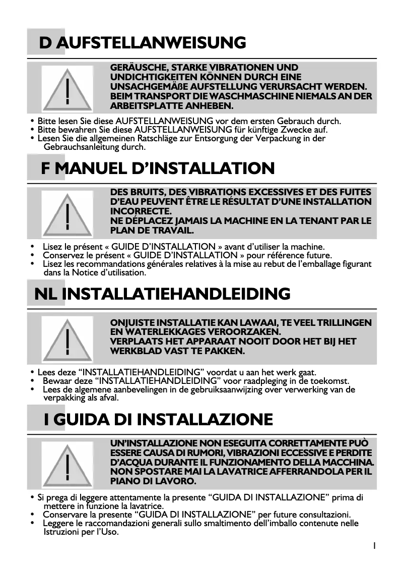 Page 1 de la notice Manuel utilisateur Bauknecht WA Champion 74