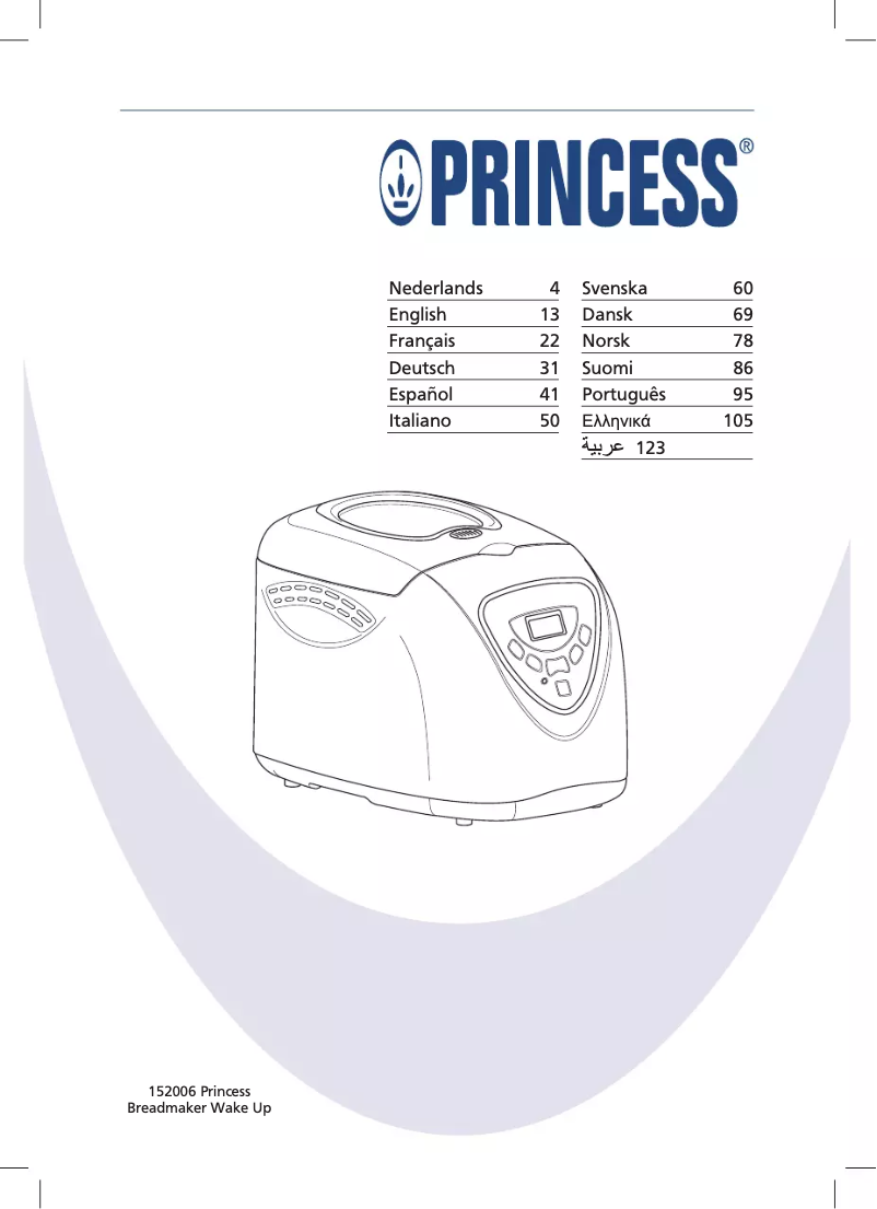 Page 1 de la notice Manuel utilisateur Princess Bread Maker