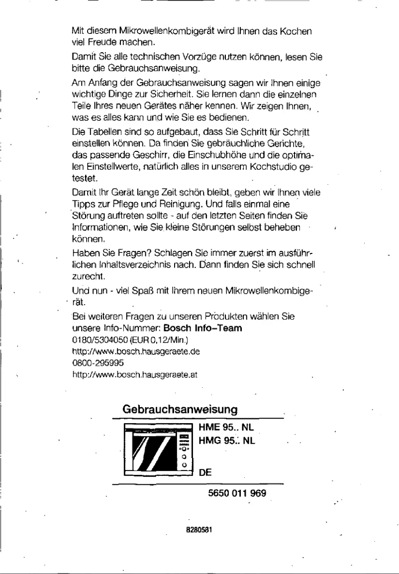 Page 1 de la notice Manuel utilisateur Bosch HME9561