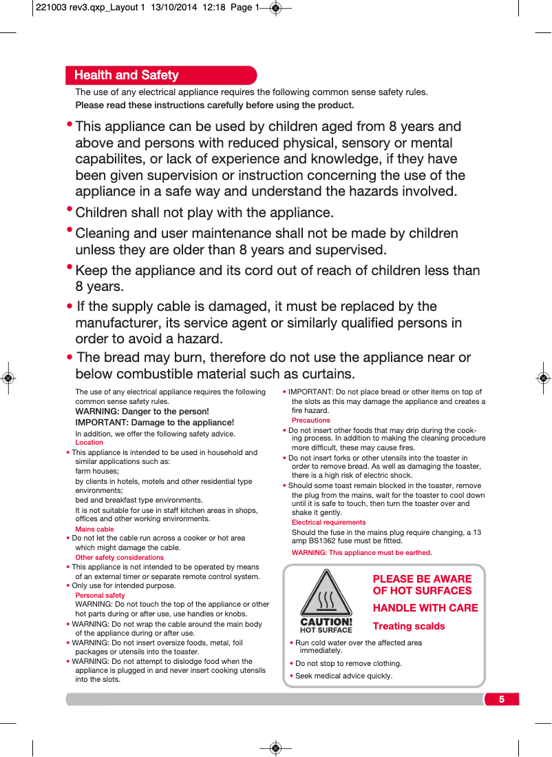 Page 1 de la notice Manuel utilisateur Morphy Richards Chroma 221107