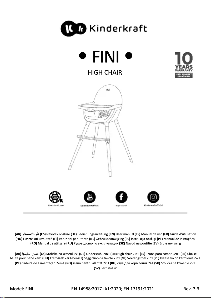 Page 1 de la notice Manuel utilisateur Kindercraft FINI