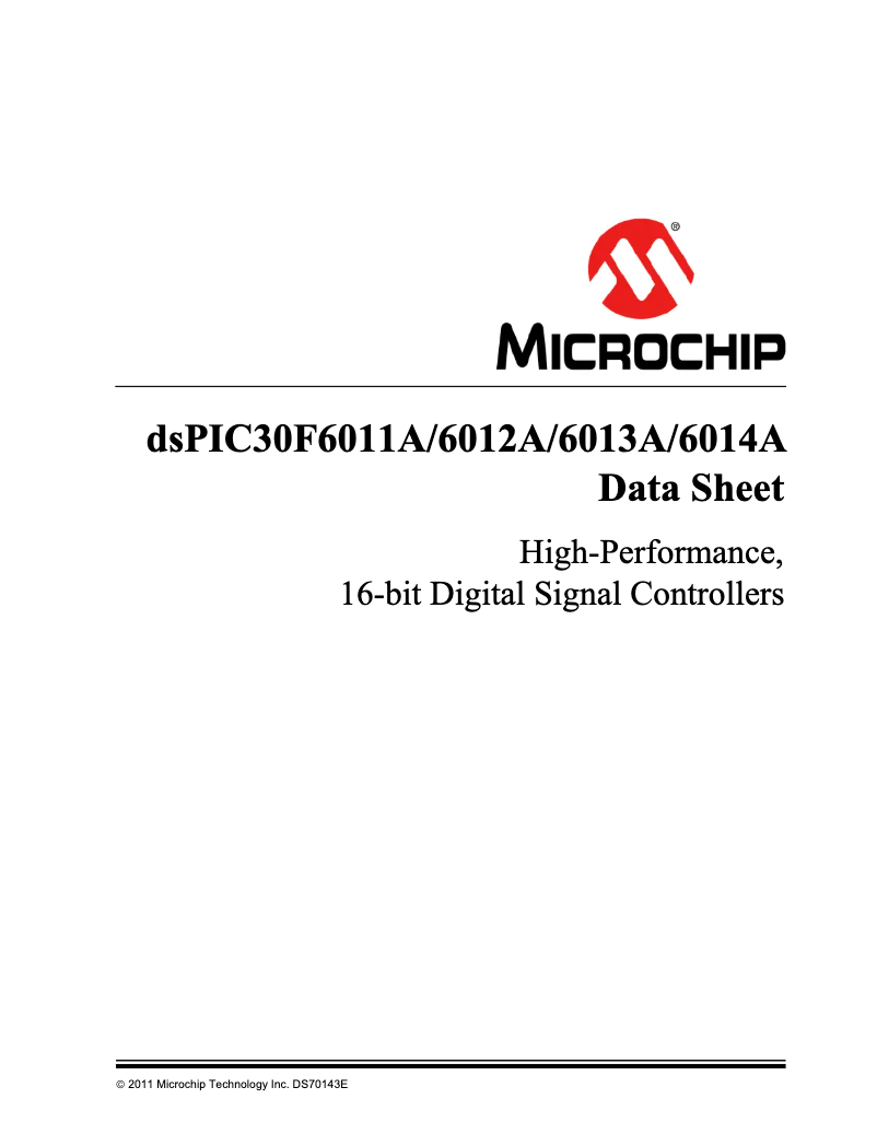 Page 1 de la notice Fiche technique Microchip dsPIC30F6013A
