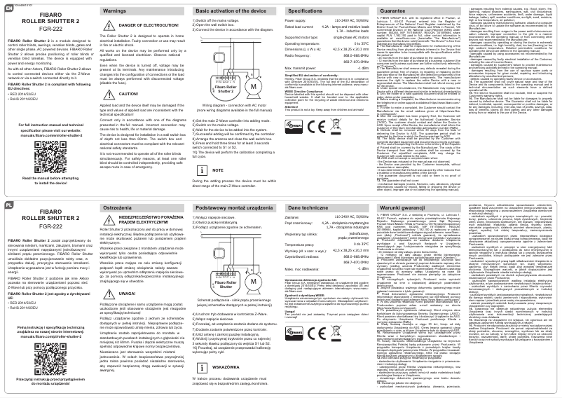 Image de la première page du manuel de l'appareil Roller Shutter 2 FGR-222