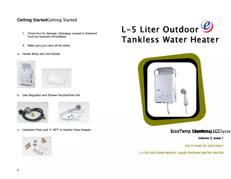Page n°1 - Manuel utilisateur EccoTemp L5