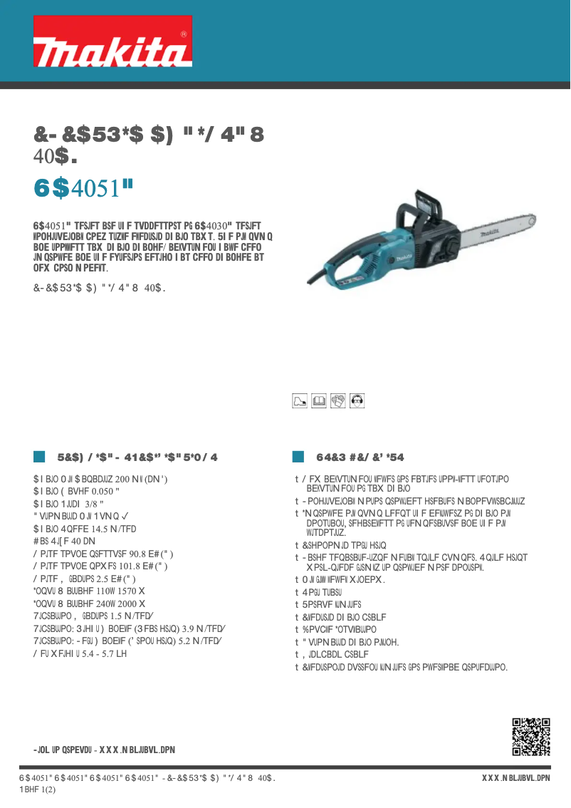 Page n°1 - Fiche technique Makita UC4051A